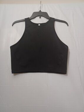 ATHLETA LASER CUT VENTILATION CROPPED TANK TOP BLACK SIZE SMALL